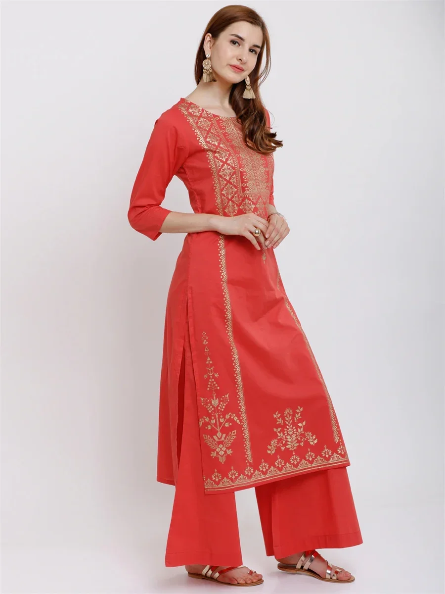 Salwar Kameez Set - Indisch importierte Damenbekleidung im Ethno-Stil, Heißpräge-bedruckte