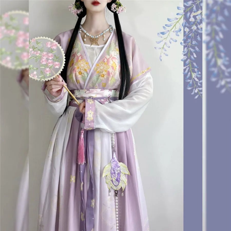 Ethnic Fashion Show - Ja, chinesische traditionelle rosa-orange-grüne Damenbekleidung, Feen-Hanfu,