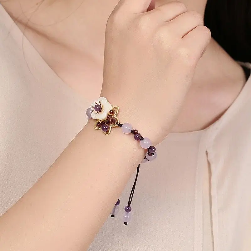Ethnic Fashion Girls - Chinesisches Kristall-Mori-Armband, Mori-Girl-Stil, Lila, Ethnischer Stil,