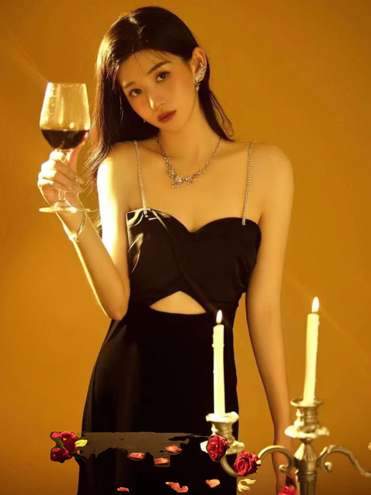 Ethnic Fashion Girls - Sexy Rückenfreies Trägerkleid für Fotostudio-Themen, Modische