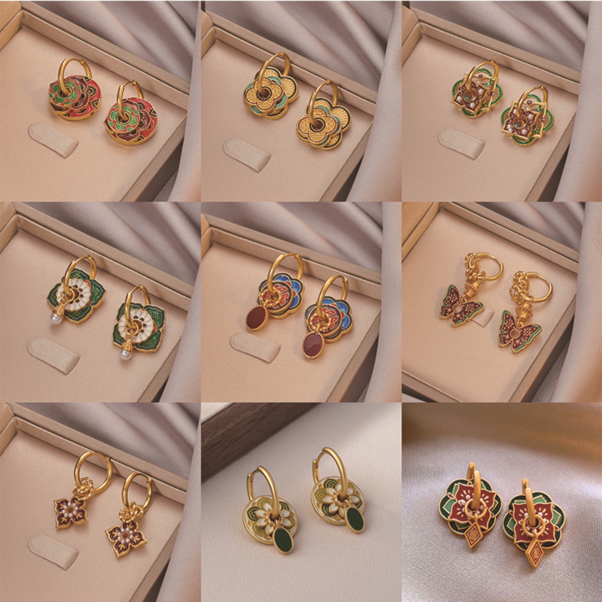Ethnic Fashion Way - Ethnische chinesische bunte Emaille-Ohrringe für Frauen,