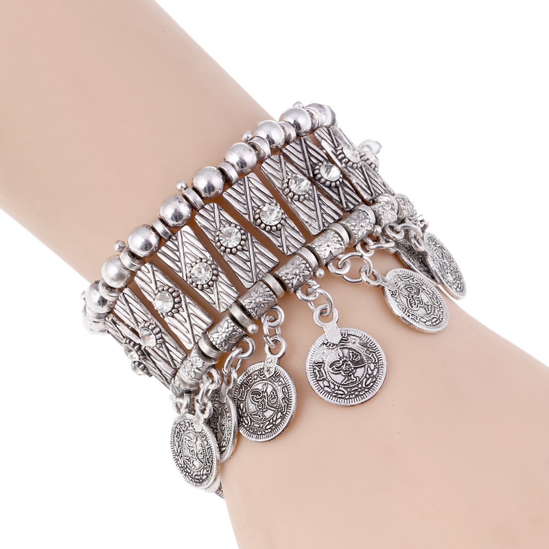 Ethnic Fashion Co In - Vintage Erklärung Münze Quaste Armbänder Armreifen