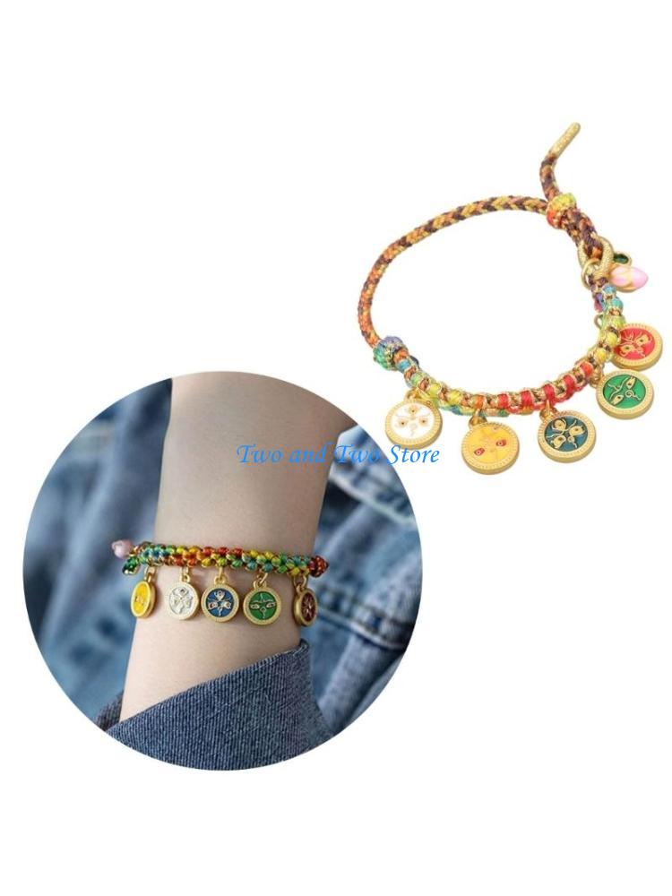 Ethnic Fashion Way - HX6F Verstellbares Seilarmband, bunt gewebte Handkette,