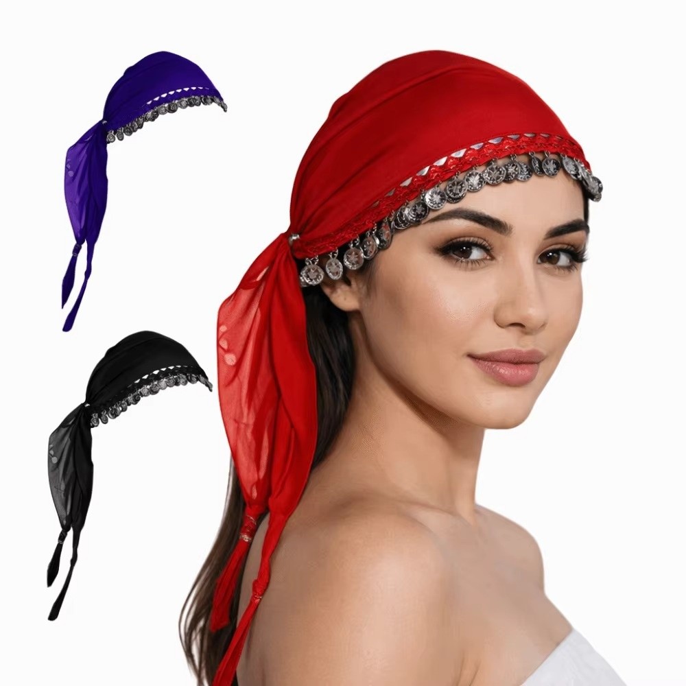 Ethnic Fashion Co In - Münzdekorationen Gehäkelter Münz-Kopfschmuck Bauchtanz Ethnischer Stil