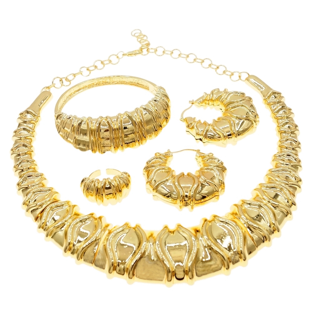 Latest Ethnic Fashion For Women - Neueste Mode Dubai Vergoldet Halskette Schmuck-Set