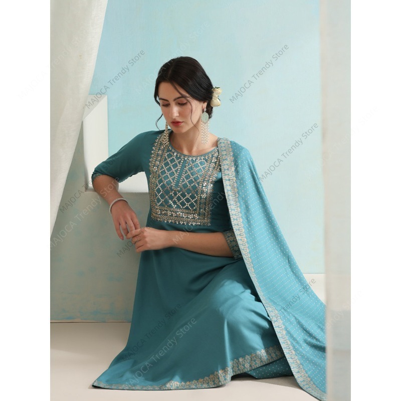 Pfauenblauer Indischer 3-Teili – Salwar Kameez Set Bewertung und Preis