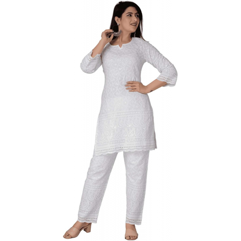 Chikankari Baumwoll-Kurtis für – Salwar Kameez Set Bewertung und Preis