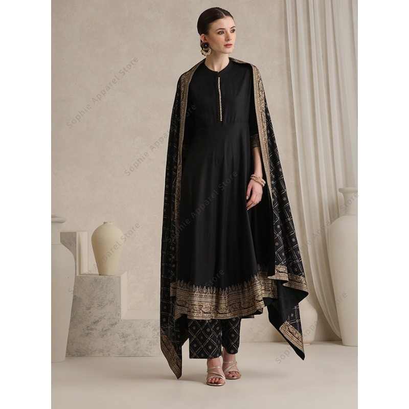Elegantes schwarzes indisches  – Salwar Kameez Set Bewertung und Preis