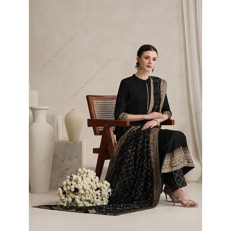 Elegantes schwarzes indisches  – Salwar Kameez Set Bewertung und Preis